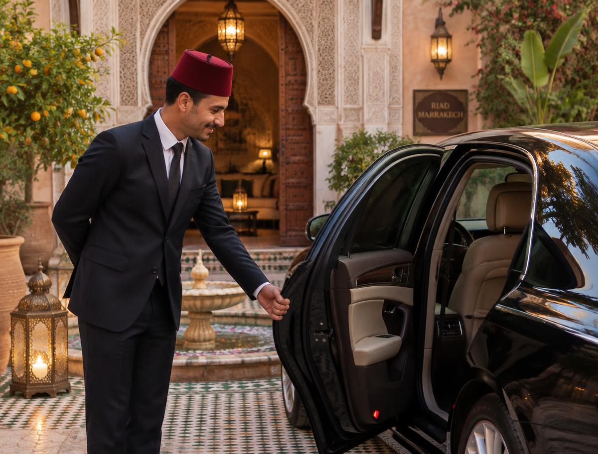 Professional chauffeur welcoming guests in Marrakesh